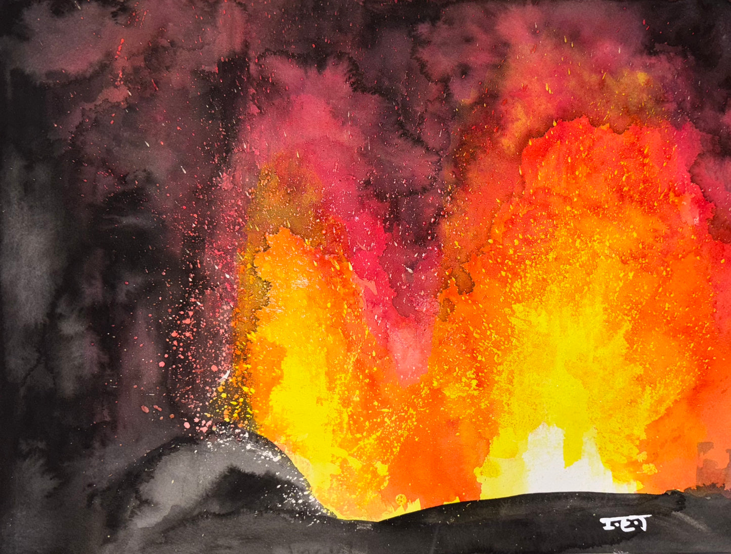 Watercolor Volcano Prints